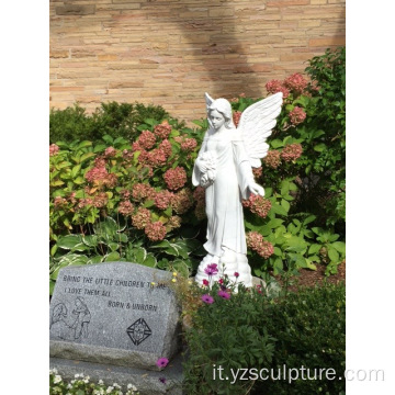 Statua di angelo di dimensione della vita del marmo bianco in vendita